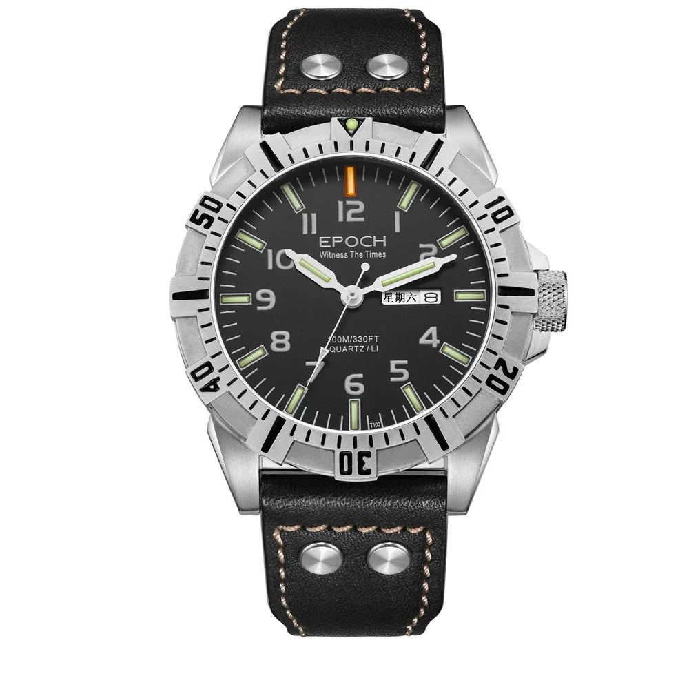 EPOCH AB6020G Montre Militaire Sport Montre-Bracelet à Quartz Tubes Luminescents