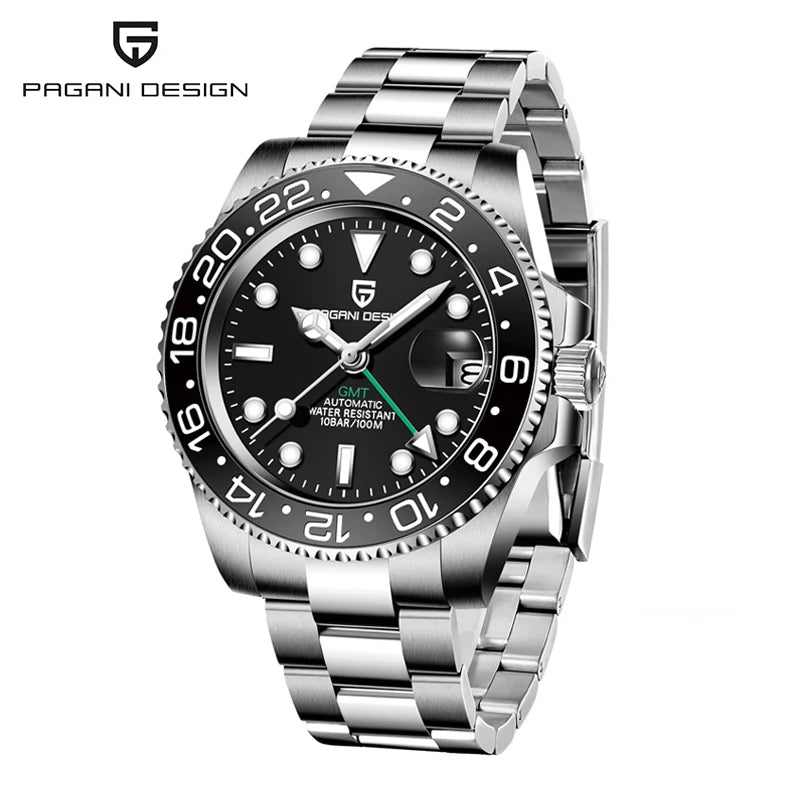 Nouvelle montre PAGANI DESIGN GMT automatique 1662 pour hommes, 40 mm, bracelet de marque supérieure, étanche 100 m, montres-bracelets mécaniques pour hommes, horloge
