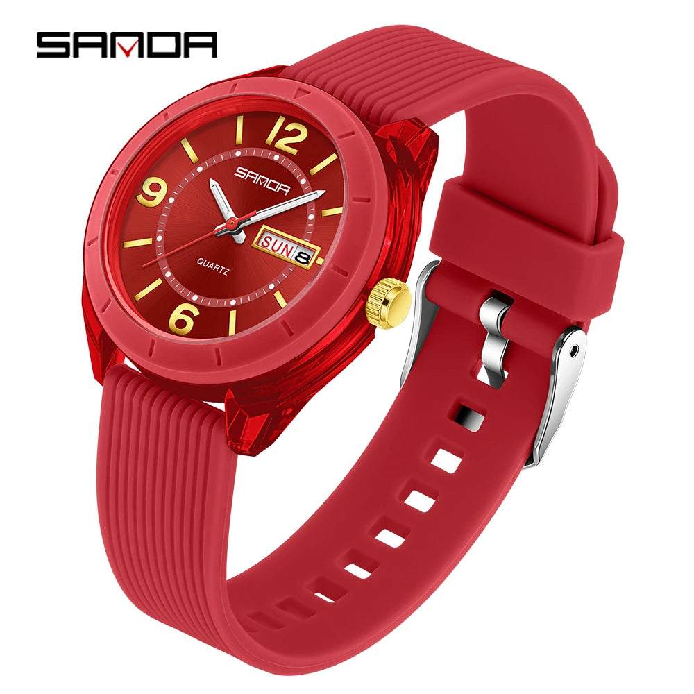 SANDA Quartz Watch for Women Waterproof Auto Date Week Elegant Luxury Ladies Wristwatch Waterproof Analog Women's Watches