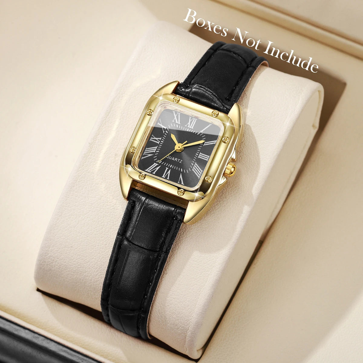 Montres-bracelets en cuir pour femmes Fashion Square Montre à quartz décontractée à cadran Roma pour femmes Relogio Feminino (sans boîte)