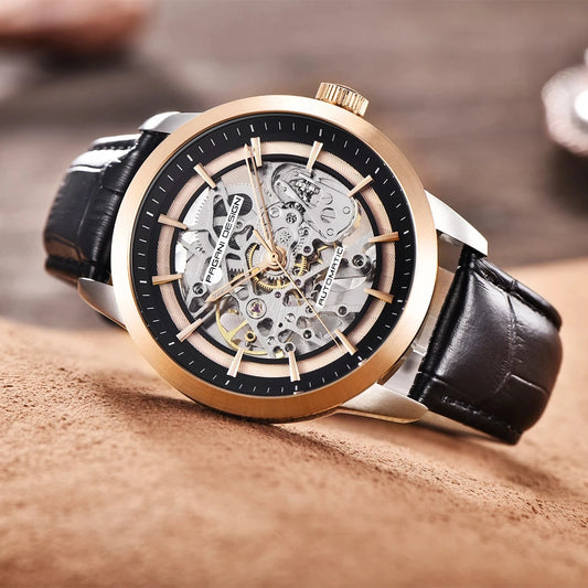 ChronoState Monarch Hollow Automatic Skeleton Leather Watch for Men
