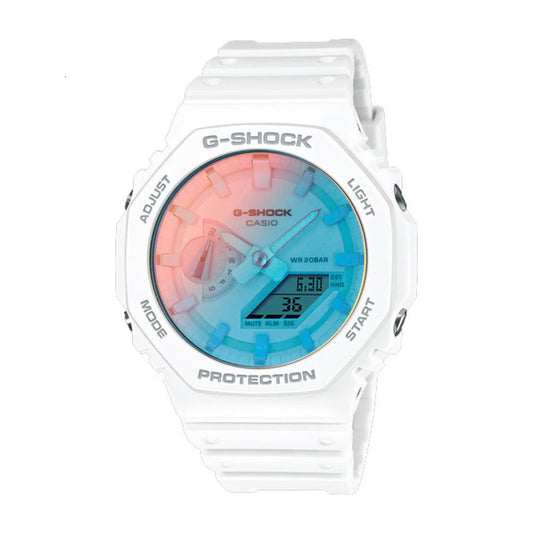 Casio G-Shock GM-2100 watch with octagonal bezel and colorful design