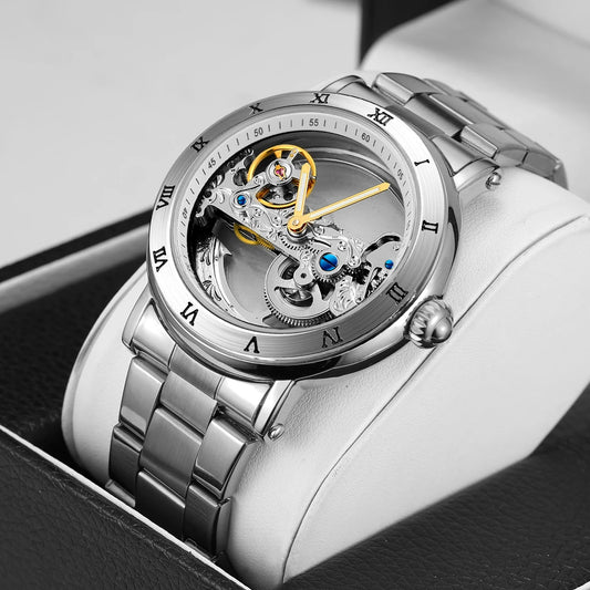 2026 Original Luxury Stainless Steel Skeleton Tourbillon Automatic Watch Men Mechanical Waterproof Luminous Elegant Wrist Clock