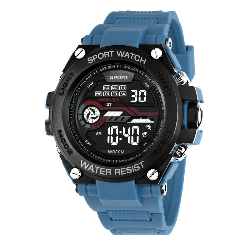 Montre électronique pour étudiant, simple et sportive, lumineuse multifonctionnelle à LED