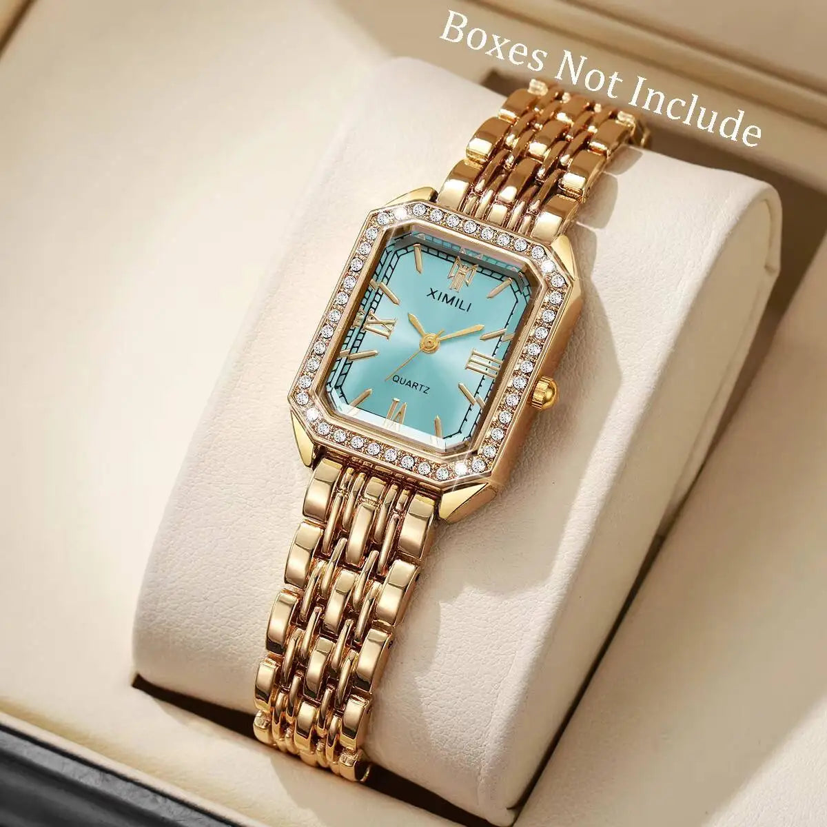 Fashion Rectangle Women Watches Ladies Rhinestone Quartz Watch Bracelet Strap Wristwatch Reloj Mujer(Without Box)