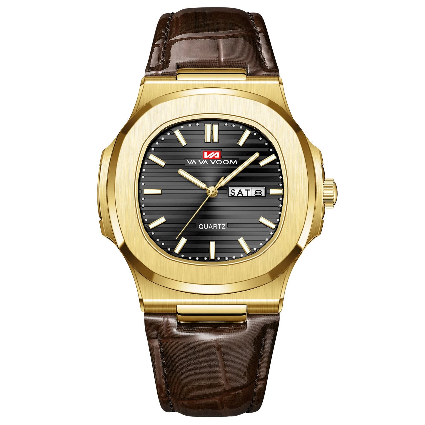 Montre Homme en Cuir Noir Boîtier Ovale Classique Argenté 40mm Double Calendrier Mouvement Quartz Étanche 3 ATM Montre Décontractée Sport pour Homme