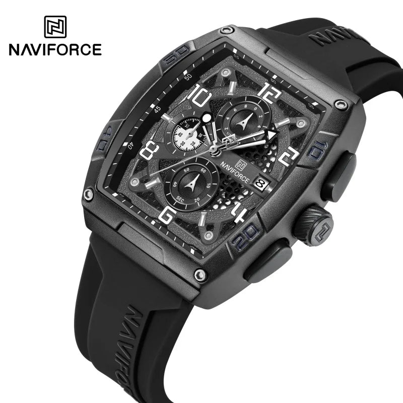 Montre NAVIFORCE Homme Quartz Multifonction Calendrier Montres Homme Personnalisé Mode Sport Montres-bracelets Grand Cadran Bracelet TPU Horloge