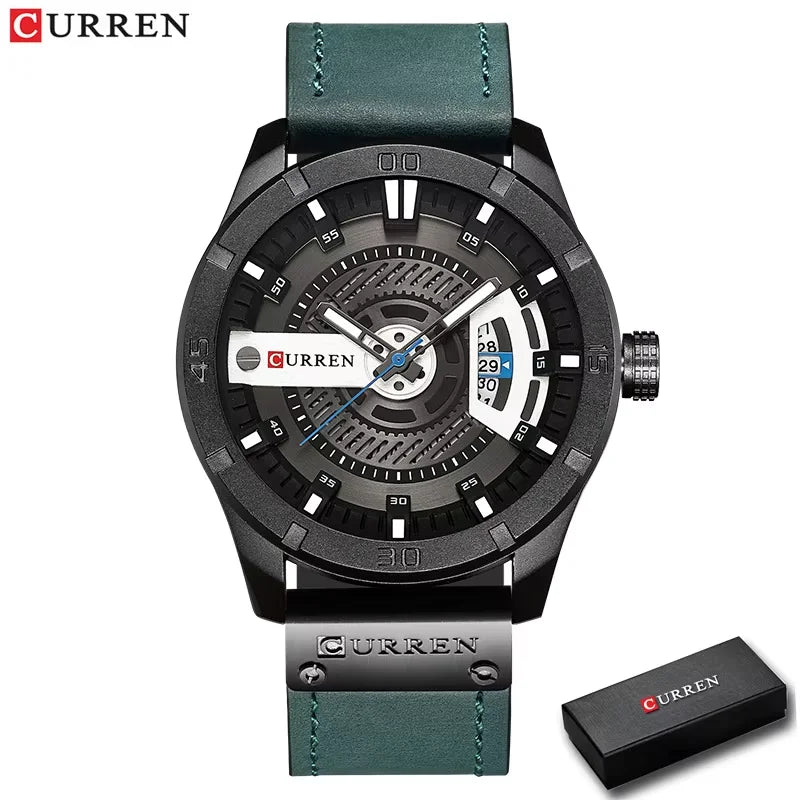Marque de montres de luxe CURREN Montres de sport militaires pour hommes Montre à quartz pour hommes Décontractée en cuir Relogio Masculino