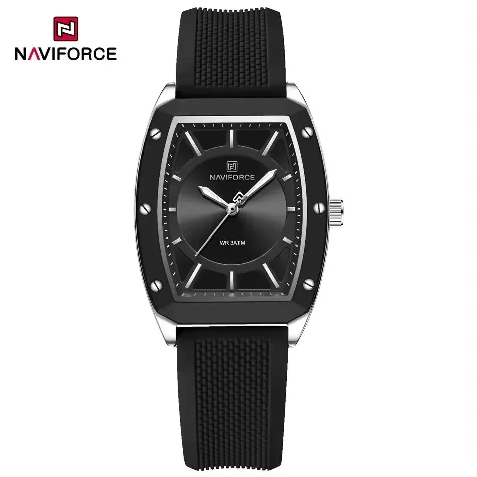 NAVIFORCE 5049 Montre-bracelet à quartz tendance pour femme, décontractée, lumineuse, étanche, bracelet en silicone, montres élégantes pour femme d'affaires
