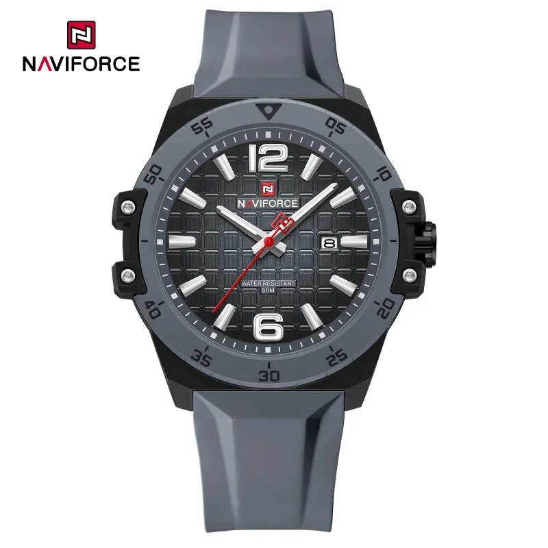 Nouvelle montre homme NAVIFORCE, style mode, mouvement à quartz de luxe, bracelet sport en silicone, étanche et lumineuse, cadeau pour homme