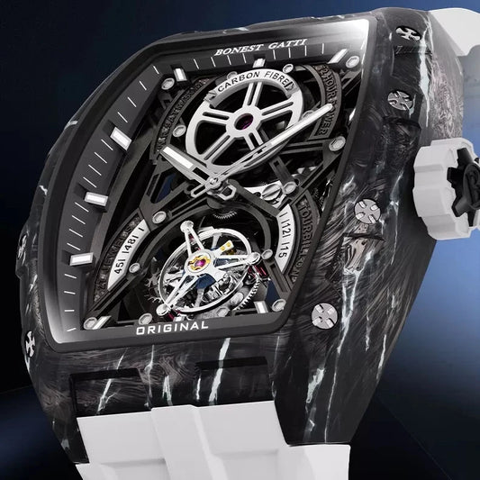 ChronoState BONEST GATTI Carbon Tourbillon – Tonneau Mechanical Watch | Carbon Fiber Luxury Timepiece