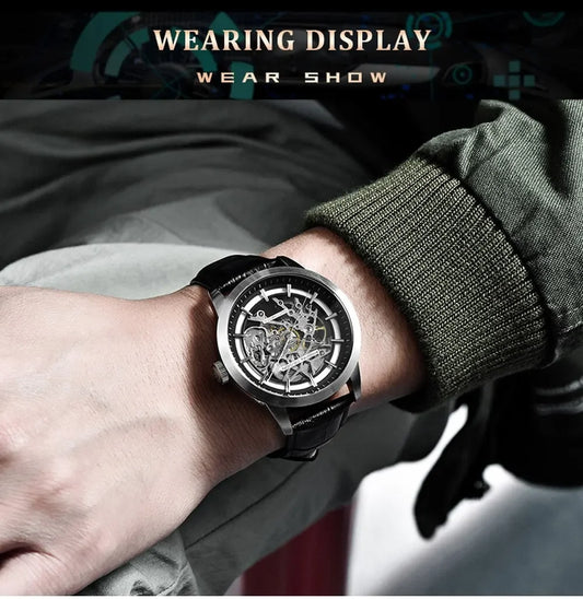 ChronoState Executive Hollow Luxury Mechanical Leather Watch for Men