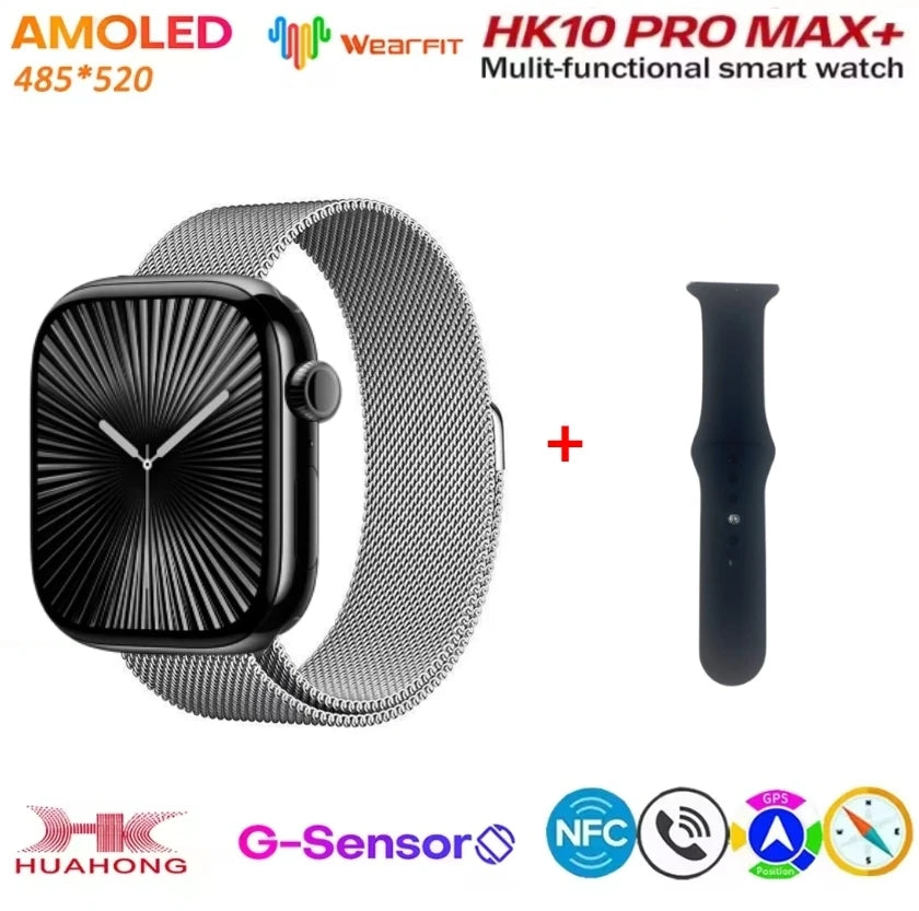Montre connectée HK10 Pro Max AMOLED 1 Go de ROM NFC Bluetooth 46 mm enregistrement musique locale montres intelligentes homme et femme Sersies