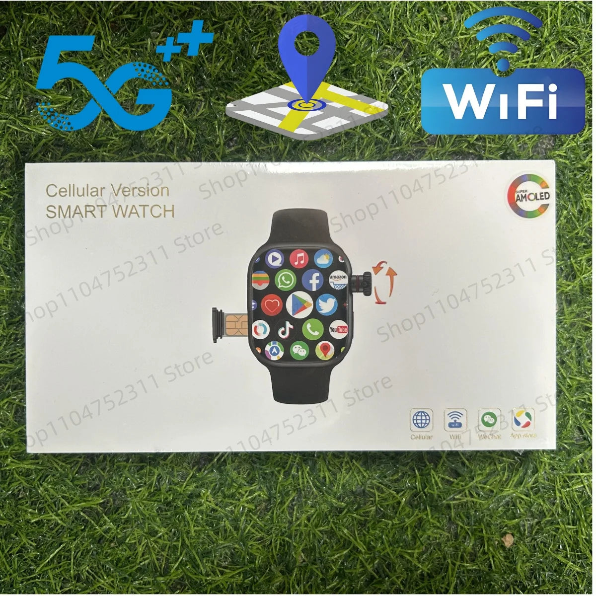 Montre intelligente CD99 watch X 5G, écran AMOLED de 2,29 pouces, montre connectée 5G LTE avec caméra rotative à 180°, GPS, Wi-Fi, emplacement pour carte SIM, surveillance de la santé
