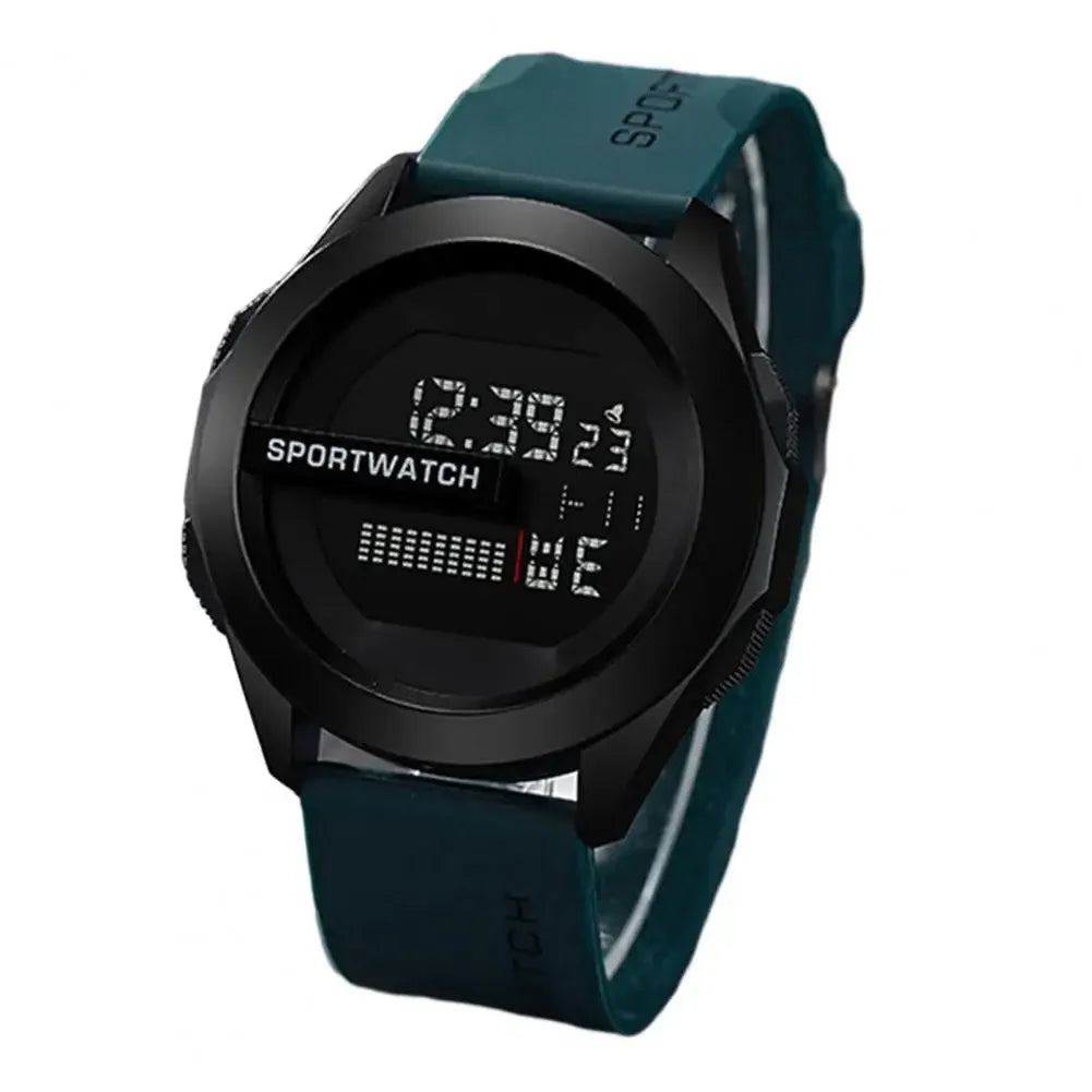 Digital sports watch with LED display, alarm and multifunction features
