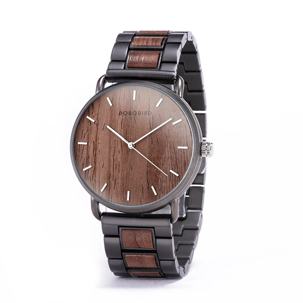 BOBO BIRD Montre Homme Bois de Zèbre Marque de Luxe Montres-bracelets à Quartz pour Homme Horloge Masculine Montres Simples Ultra-minces pour Homme