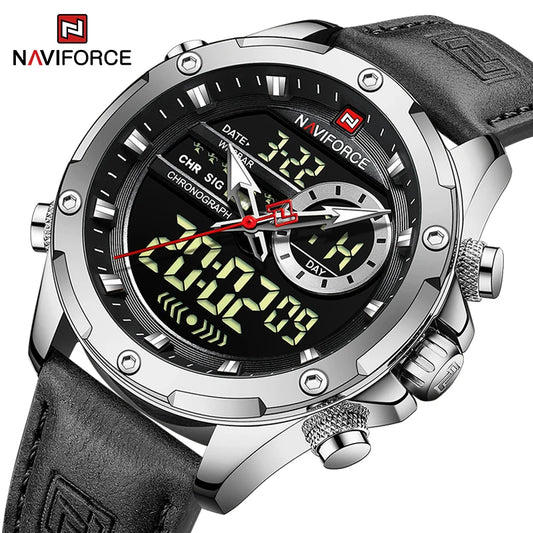 NAVIFORCE NF9208 Military Genuine Leather Chronograph