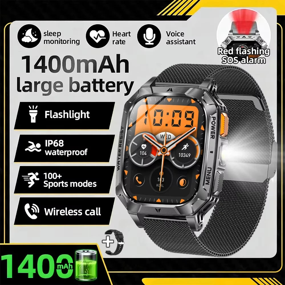 New 2026 Smartwatch Sports HD AMOLED Call Bluetooth Waterproof IP68 Flashlight GPS Outdoor Men Watch Smart Battery Big 1000mAh