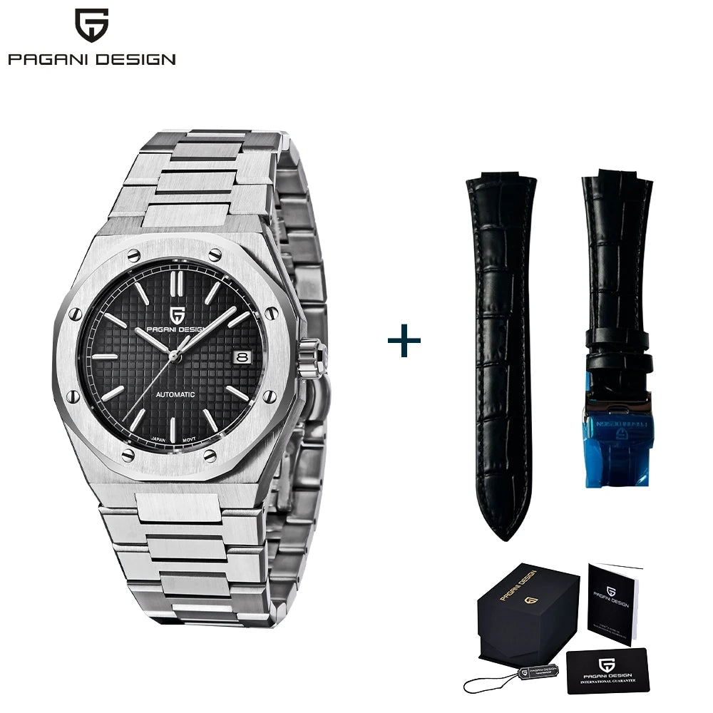 PAGANI DESIGN 8215 Montre mécanique automatique pour homme 40MM Saphir Acier Inoxydable Étanche 10Bar Lumineux C3 Reloj Hombre
