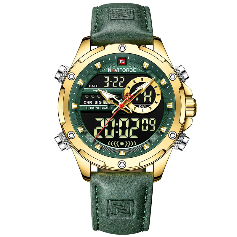 Montres militaires NAVIFORCE pour hommes Montre-bracelet de sport tendance chronographe alarme étanche à quartz grande horloge numérique pour hommes
