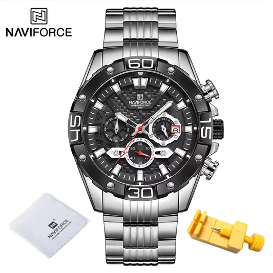 NAVIFORCE NF8019 Classic Chronograph Stainless Steel Strap