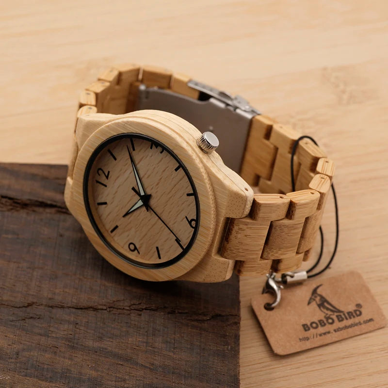 BOBO BIRD Montre Homme en Bois Bambou Montres relogio masculino Mouvement Japonais Horloge Montre Cadeau Personnalisé Dropshipping