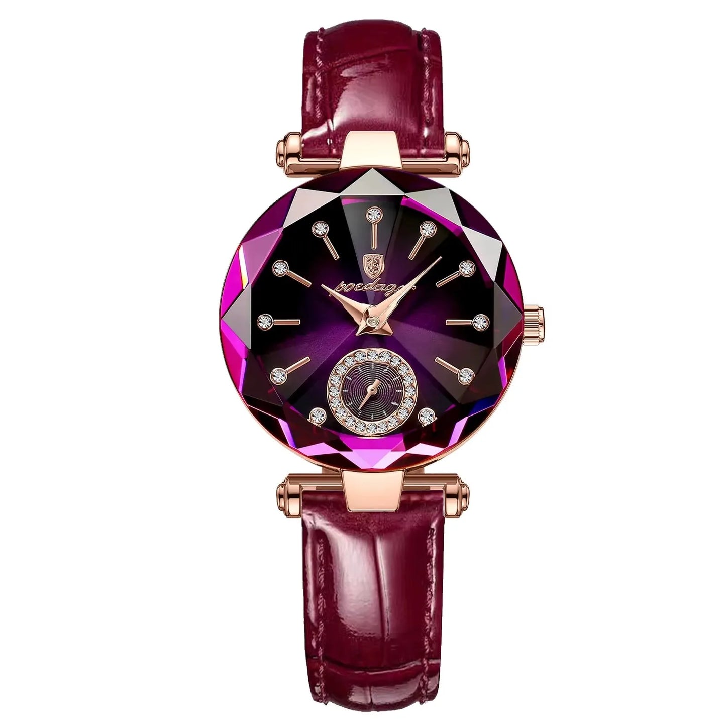 POEDAGAR Montres Exquises et Élégantes pour Femmes Étanche Cuir Haute Qualité Originale Montre Femme Quartz Montre-bracelet Dame
