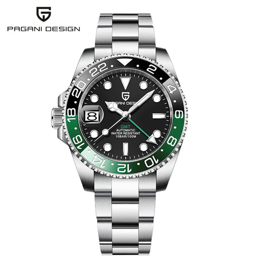 PAGANI DESIGN 40mm Automatic GMT Wristwatch Stainless Steel Waterproof Men Watch Top Brand Mechanical sports Watches Men PD-1662