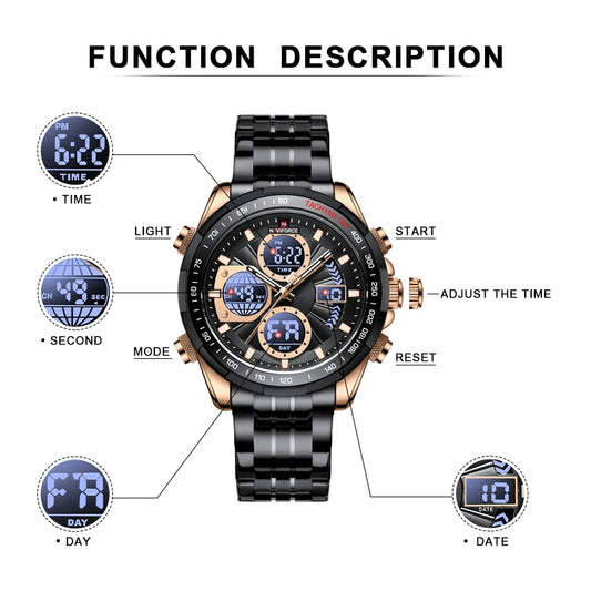 NAVIFORCE NF9197 Analog Digital Chronograph Calendar Watch