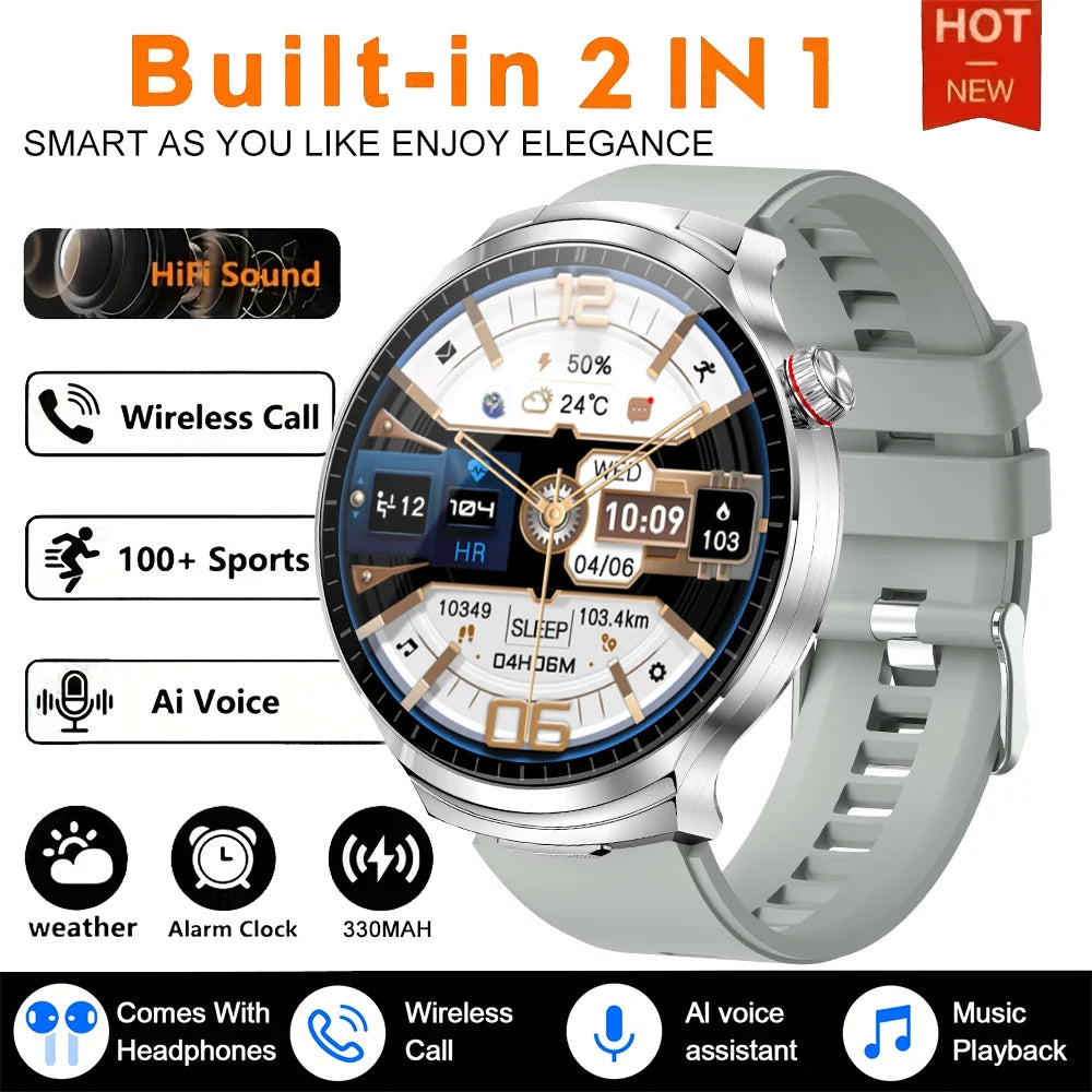 Pour Xiaomi Nouvelle Montre Connectée 2 en 1 avec Écouteurs Smartwatch Écouteurs Bluetooth TWS Moniteur Fréquence Cardiaque Oxygène Sanguin Montre de Sport