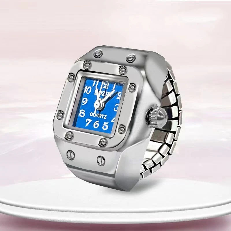 Bague Montre Nouvelle Vente Chaude Créatif Alliage Coque Doigt Cadran Carré Couple Hommes Et Femmes