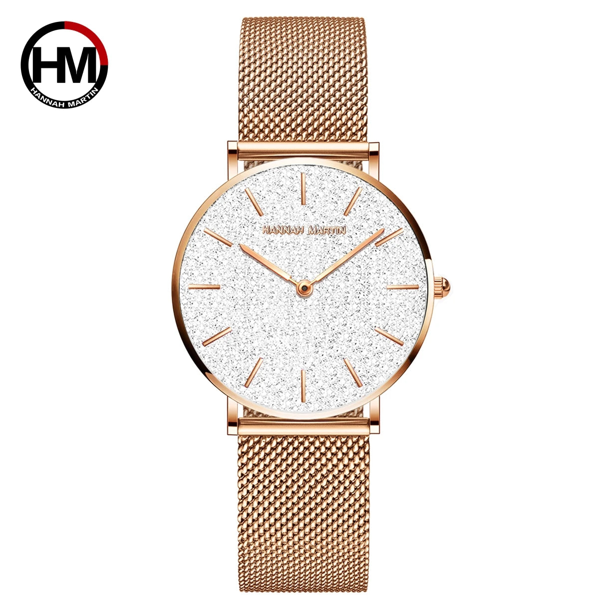 Hannah Martin 36mm Rose Gold Mesh Strap Watch