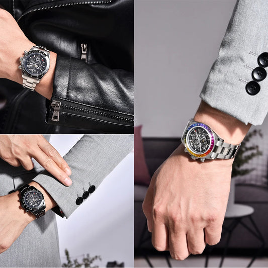 ChronoState Ocean Crest Automatic Stainless Steel Luxury Watch for Men