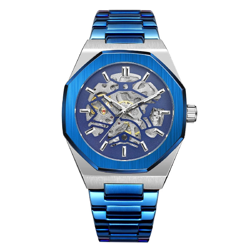 FORSINING Montres Homme Automatiques de Marque Supérieure Mécanique Transparente Étanche Militaire en Acier Inoxydable Montres-bracelets Sport