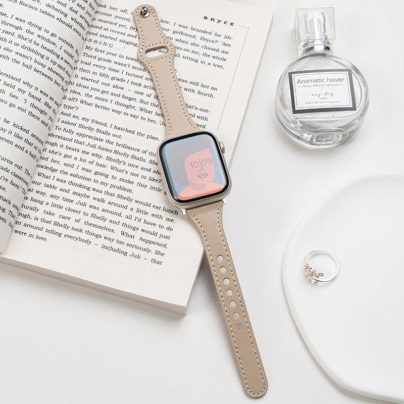Bracelet en cuir fin pour Apple Watch Ultra 49 mm 8 41 mm 45 mm 7 SE 654321 44 mm Bracelet pour femme pour iwatch series 42 mm 40 mm