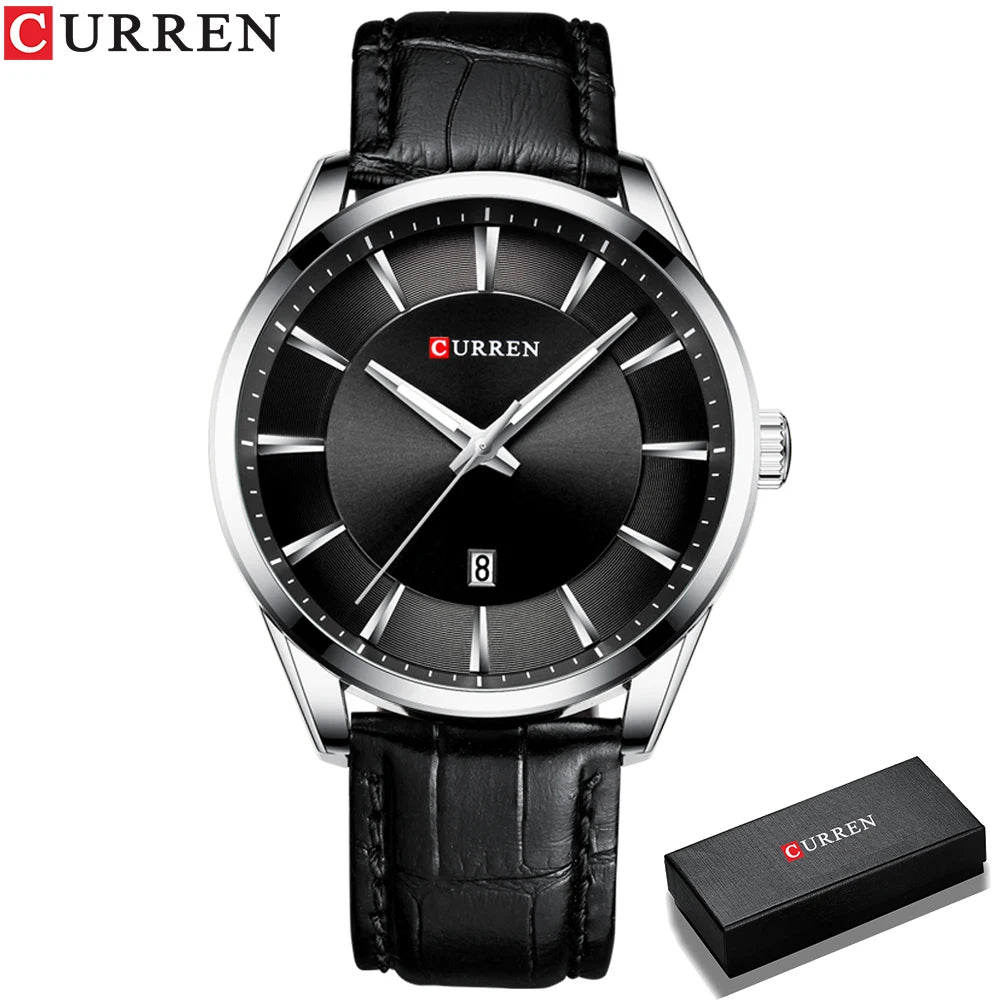 Montres CURREN à Quartz pour Hommes, Bracelet en Cuir, Montres-Bracelets Masculines, Marque de Luxe, Horloge d'affaires pour Hommes, 45 mm, Reloj Hombres