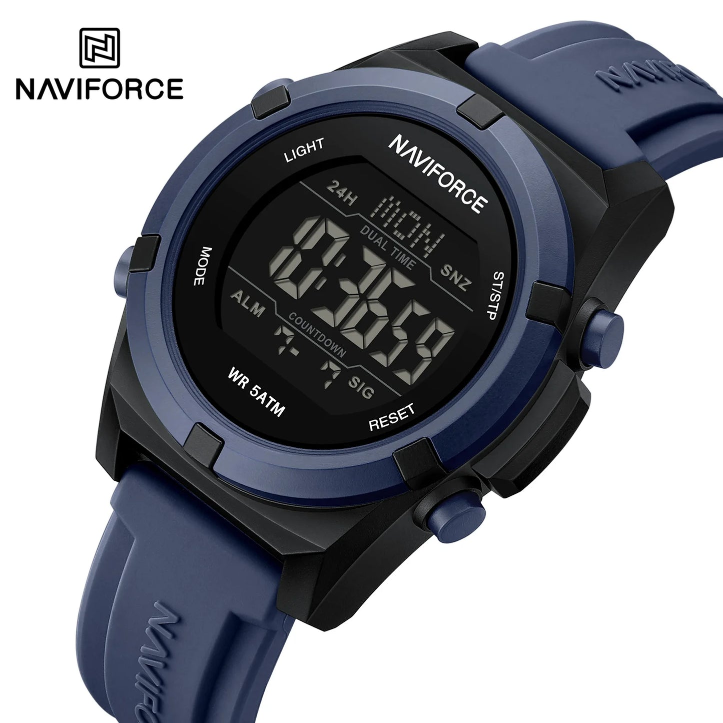 NAVIFORCE – Montre de sport numérique militaire de luxe pour homme, étanche, bracelet en silicone, Relogios Masculino