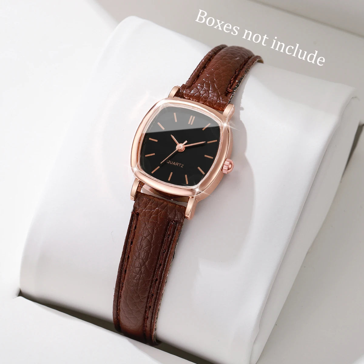 Montre-bracelet à quartz pour femme à petit cadran, avec bracelet en cuir simple (sans boîte)