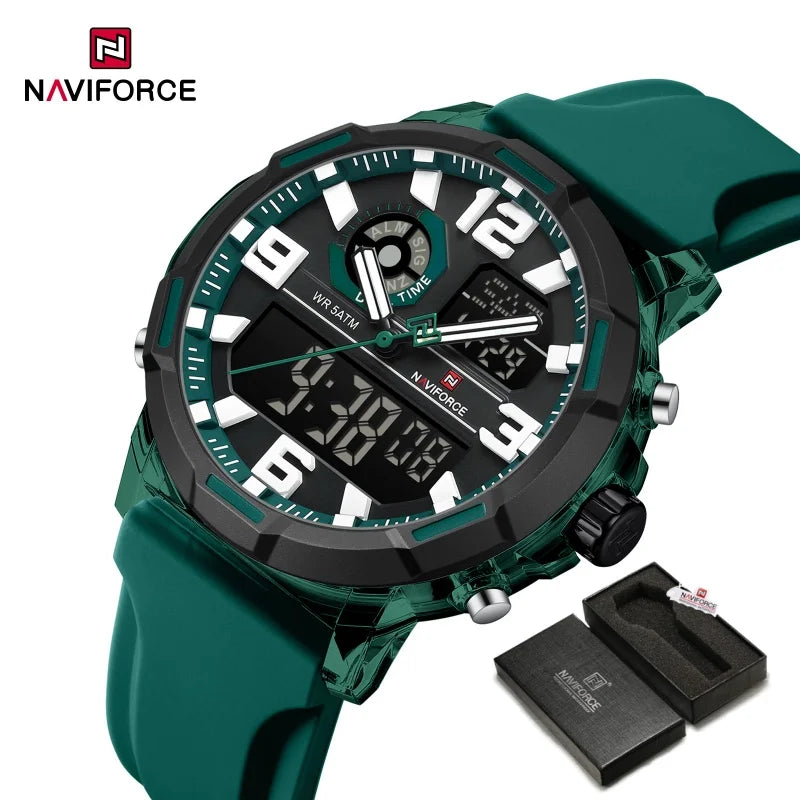NAVIFORCE 2026 Montre homme nouvelle 5ATM étanche Double affichage Chronographe Réveil Montre-bracelet Montres tendance pour homme NF7130