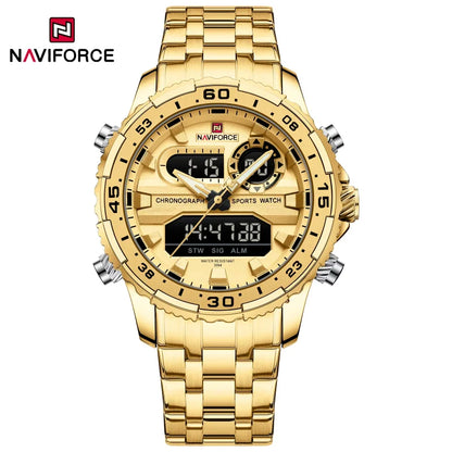Montres Homme NAVIFORCE Original Tendance Marque LCD Affichage Analogique Numérique Quartz Homme Horloge 30m Étanche Lumineuse Montre-Bracelet Homme