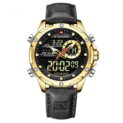 Montre NAVIFORCE pour Hommes Double Affichage Marque de Luxe Sport Décontracté Chronographe Réveil Étanche Bracelet en Cuir montre homme Reloj