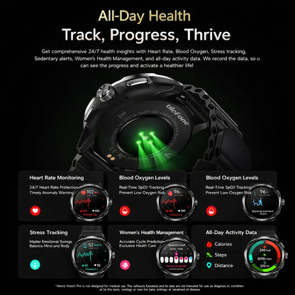 Montre Connectée Ulefone Armor Watch Pro, écran AMOLED de 1,5", GPS intégré, Moniteur de Fréquence Cardiaque, Montre Intelligente de Sport pour Hommes et Femmes