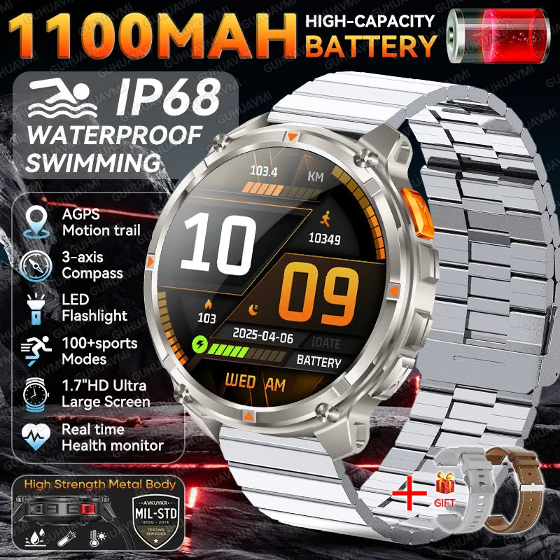 2026 New T-Rex3 Ultra 1100mAh Super Capacity Battery Adult Men Smart Watch 1.7" Large Screen Call 5ATM Waterproof Sports Watches