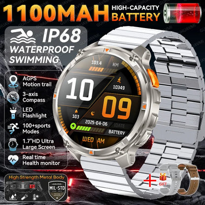 Montre connectée intelligente T-Rex3 Ultra 1100mAh Super Capacité pour hommes adultes 2026, grand écran 1,7", appel, étanche 5ATM, montres de sport