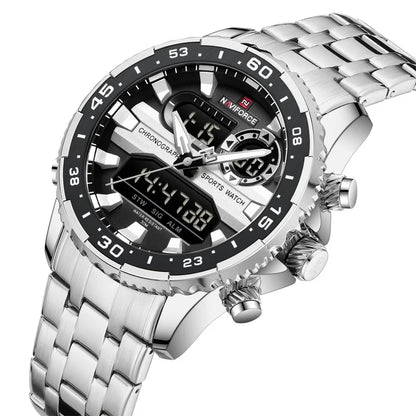 Montre homme NAVIFORCE de marque mode noir or, montres-bracelets de luxe à quartz, sport, étanche, bracelet en acier inoxydable NF9234