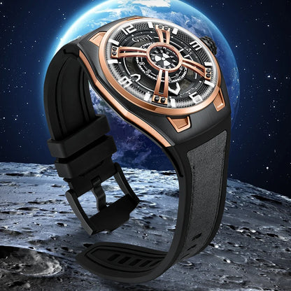 BONEST GATTI 5803 Montre Homme Automatique Montres de Luxe Lumineuses Étanche Cadran Conceptuel Mécanique Montre-Bracelet