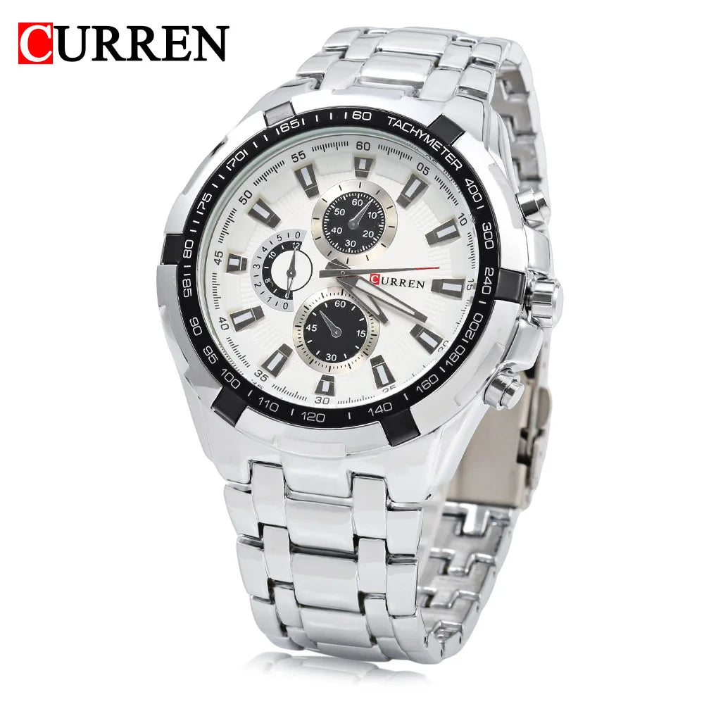 CURREN 8023 Montre à Quartz Homme Étanche Sport Militaire Montres Hommes Affaires Acier Inoxydable Montre-bracelet Homme Horloge Reloj Hombre