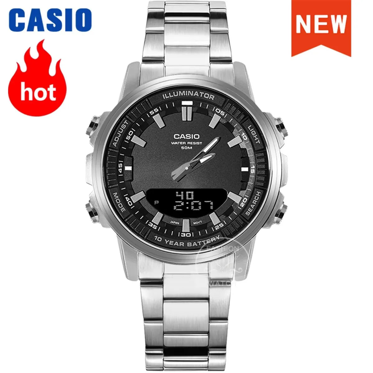 Montres Casio pour hommes, marque de luxe supérieure, ensemble pointeur LED double affichage étanche militaire, montre relogio masculino série AMW-880