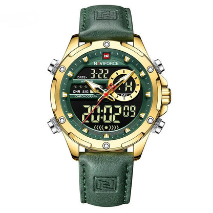 Montre NAVIFORCE pour Hommes Double Affichage Marque de Luxe Sport Décontracté Chronographe Réveil Étanche Bracelet en Cuir montre homme Reloj