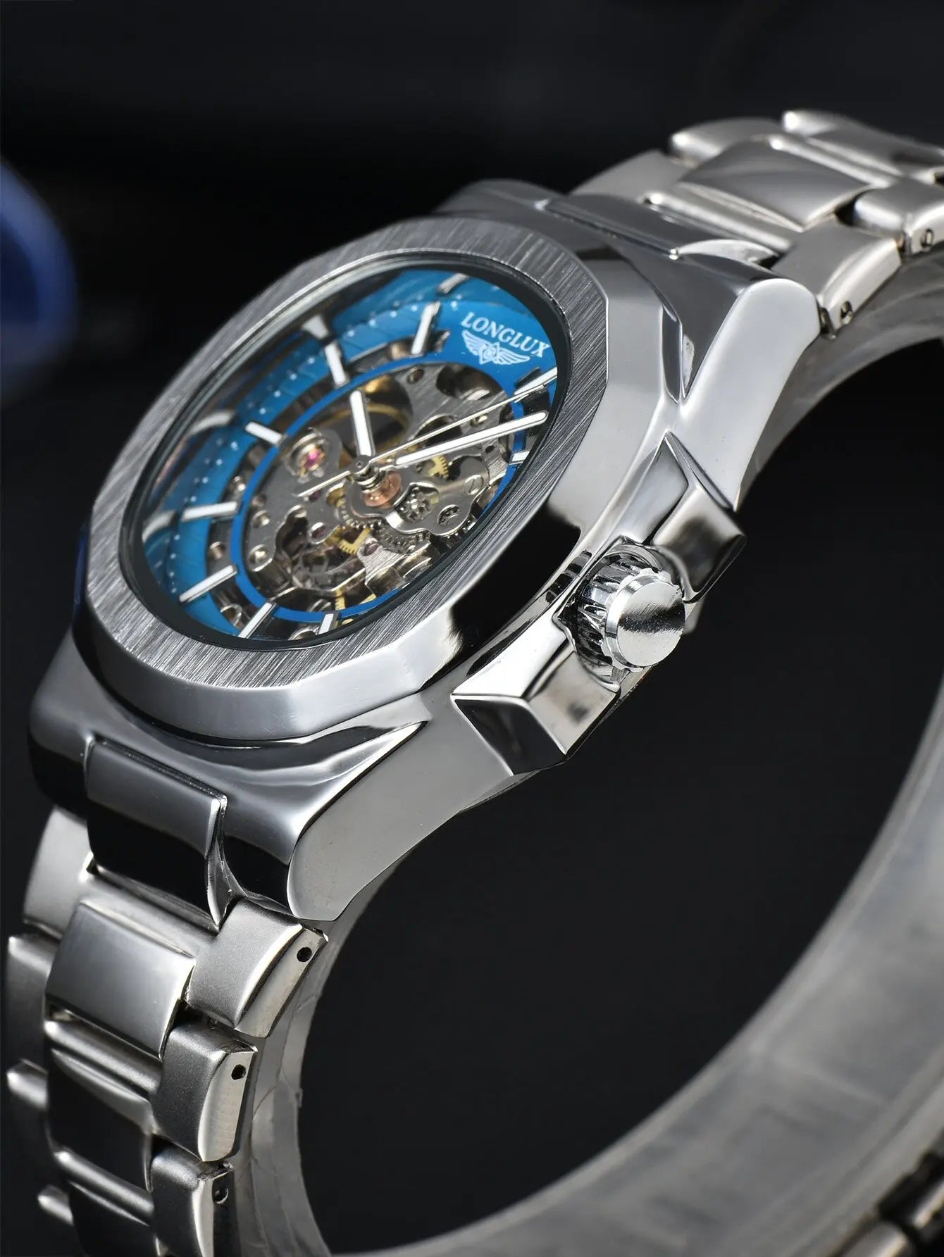 Men automatic watch luxury mechanical watches waterproof business skeleton wholesale stainless steel gift man watch